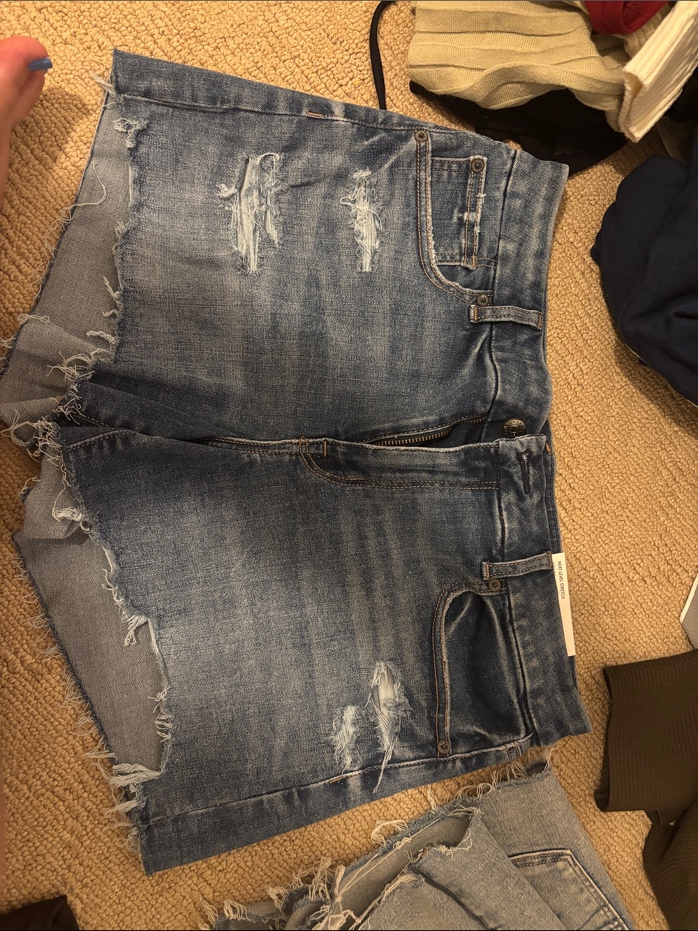 American Eagle Outfitters Distressed Denim Jean Shorts - Blue